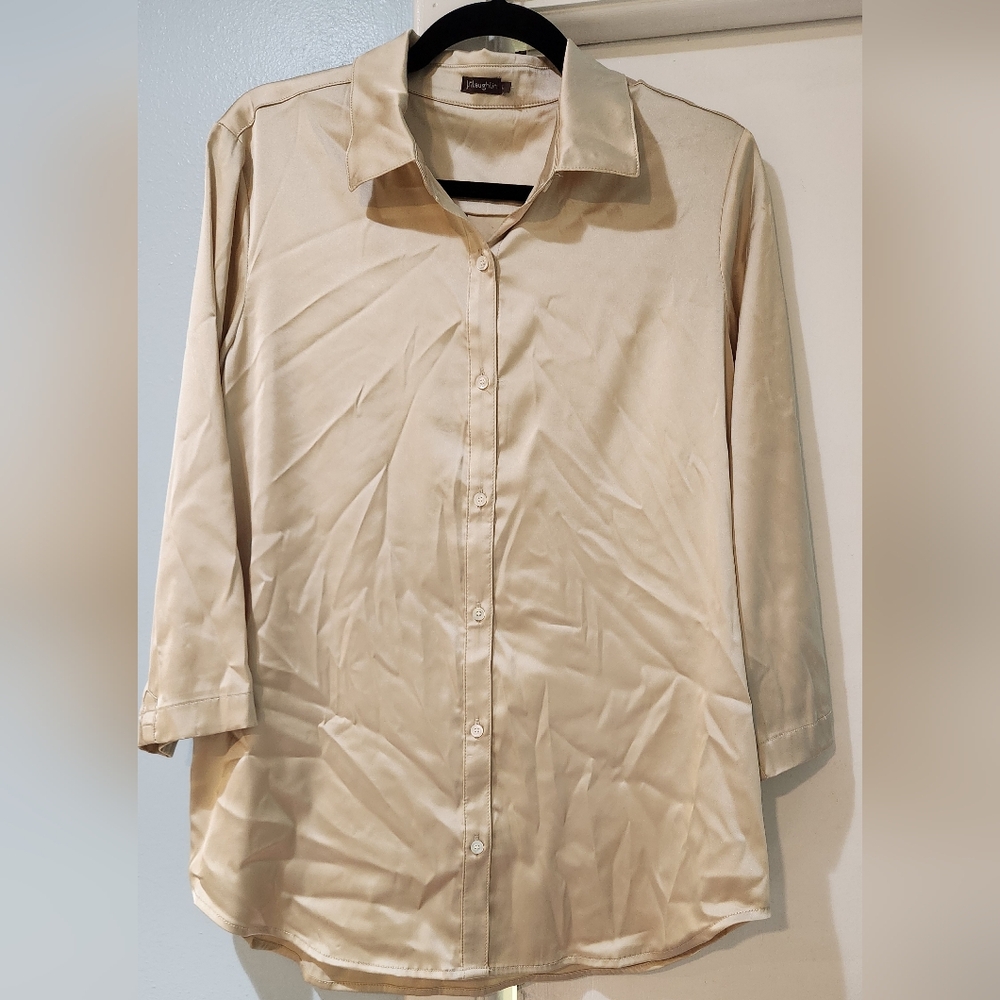 J.McLaughlin Women's Large Button-Up Blouse Gold
